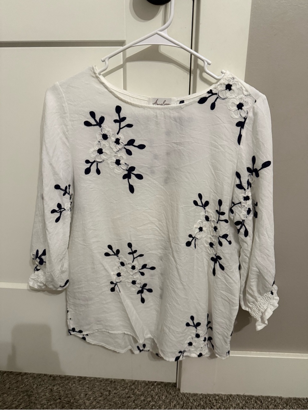 White Floral Embroidered Women’s Blouse by